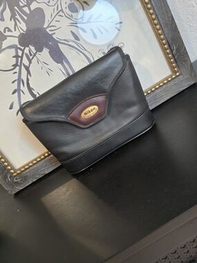 Nikon Leather Compact Camera Case/Pouch Black/Brown w/ Accessory Compartments